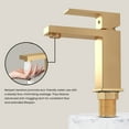 thumbnail image 3 of Ayna Decors Brushed Gold Bathroom Sink Faucet Single Hole, Brass Single Handle Vanity Faucet with Pop Up Drain Stopper and Water Faucet Supply Lines - AFPU30101BG, 3 of 6