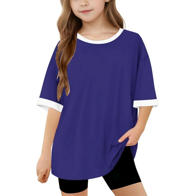 Rbaofujie T-Shirts Graphiques pour Fille à Manches Courtes Col Ras du Cou T-Shirts Hauts d'Été Décontractés Vêtements Mignons