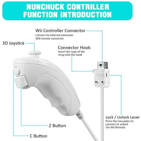 2 Pack Nunchuck Controllers Replacement For Wii Wii U Console Kiwitata Nunchuck Remote Controller Joystick For Wii Walmart Canada