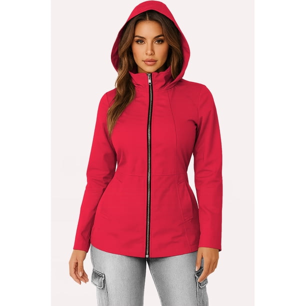 Gabardina ligera y versatil con capucha Rojo GD / XG