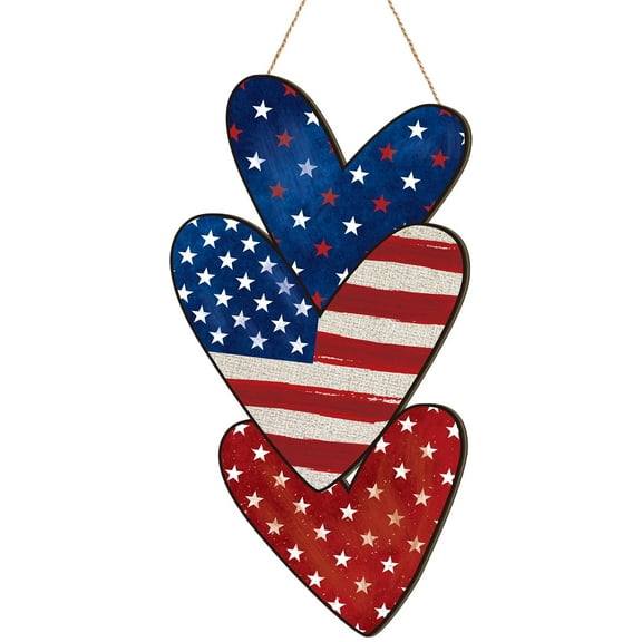 Patriotic Wooden Cross Wall Decor with American Flag Design and Inspirational Quote for Home Decoration