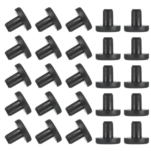 Uxcell 25 Pcs Tapón de Silicona en Forma de T, Diámetro 5 mm/0.2 Pulgadas, Tapón de Silicona Impermeable Reutilizable, Tapón de Sellado Sólido para Agujeros Redondos en Equipos de Tuberías, Negro