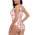 thumbnail image 5 of Yiaed Pink Hearts1 Print Women One Piece Swimsuits Tummy Control One Shoulder Bathing Suits Pattern Ruffle Swimwear-Large, 5 of 8