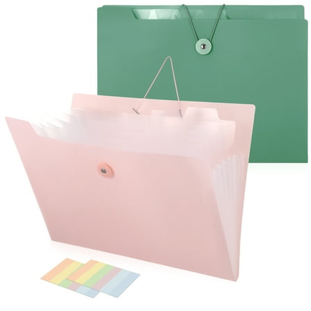 sixwipe 2 Pack Accordion File Organizer with Pockets, 8 Pockets Expandable File Folder, Portable Expandable Folders with Elastic Buckles, Closure for Home School Office Paper Bill Receip