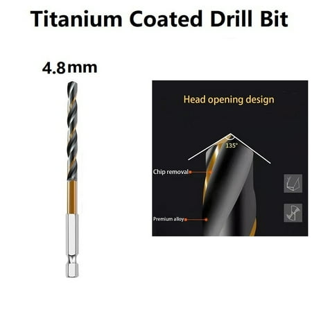 

1Pc Hss High Speed Steel Titanium Coated Drill Bit Set 1/4 Hex Shank 1.5-6.5mm