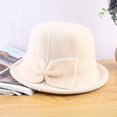 thumbnail image 5 of CoCopeaunts Plain Color Bucket Hat for Women Bow Decorated Imitation Mink Velvet Rolled Edge Basin Cap Outdoor Warm Cap for Girls, 5 of 8