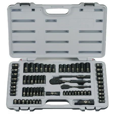 Stanley 69 PC. SAE/Metric Laser Etched Black Chrome Socket Set, 92-824