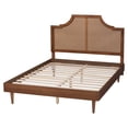 thumbnail image 3 of Baxton Studio Macaria Mid-Century Modern Ash Walnut Woven Rattan King Size Bed, 3 of 6