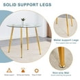 thumbnail image 3 of Noble House 36" Modern Round Dining Table, Tempered Glass Tabletop, Gold Metal Legs with Aluminum Disc, Clear, 3 of 8