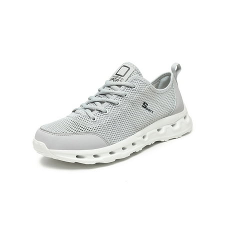 

Woobling Men Walking Shoe Casual Sport Sneaker Breathable Sneakers Mens Shoes Low Top Mesh Lightweight Light Gray 9