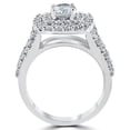 thumbnail image 3 of Pompeii 3 ct Diamond Engagement Wedding Cushion Halo Ring Set 10k White Gold (J-K,I2-I3), 3 of 5