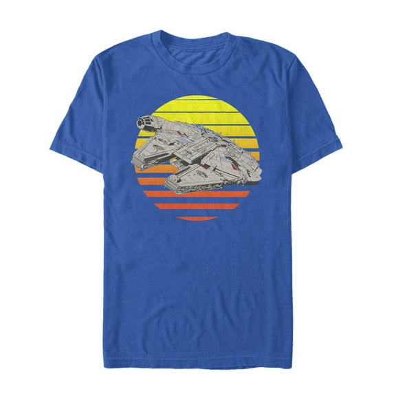 Men's Star Wars The Last Jedi Millennium Falcon Sunset Graphic Tee Royal Blue 2X Large