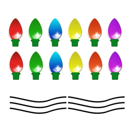 

HALJEN Christmas Light Bulb Car Stickers Honeycomb Lattice Reflective Stickers Holiday Decoration Refrigerator Garage Door Stickers