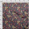 thumbnail image 2 of oneOone Velvet Gray Fabric Banana & Strawberry Fruits Sewing Material Print Fabric By The Yard 58 Inch Wide, 2 of 5