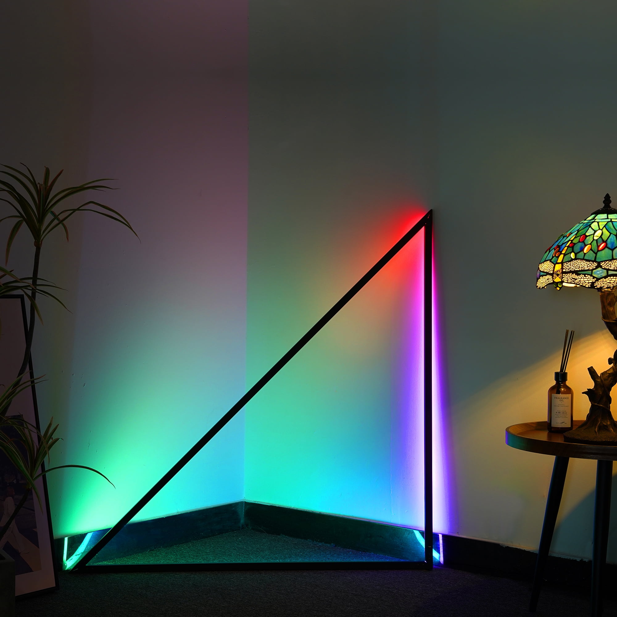 Modern Triangle RGB Color Floor Lamp Music Sync Mood Light +Remote