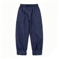 thumbnail image 3 of CONZONE Mens Linen Pants Wide Leg Elastic Waist Drawstring Joggers For Men Baggy Casual Summer Trousers With Pockets, 3 of 7