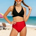 thumbnail image 2 of Girls Swimsuits 2 Piece Sporty Bikini Set Solid Color Kids Bathing Suit Adjustable Strap Summer Beach Swimwear with Chest Pad Size 3-15 Years Red, 2 of 9