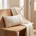 thumbnail image 4 of REGALWOVEN 2 Pcs Decorative Boho Throw Pillow Cover, Modern Textured Tufted Pillow Cover Striped for Couch Bed Sofa Beige 18" x 18", 4 of 7