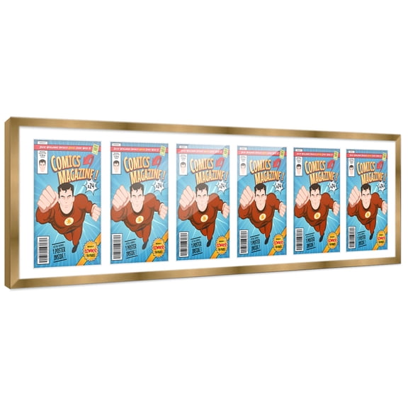Comic Book Frame with Mat for 6 Current Era Comics Published After 1985 - Bronze Frame for 6.875x10.5 Comics