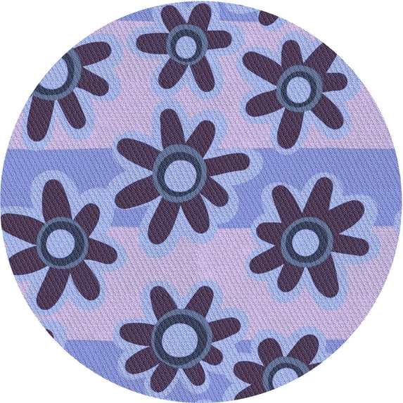 Ahgly Company Machine Washable Indoor Round Transitional Deep Periwinkle Purple Area Rugs, 4' Round