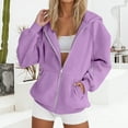 thumbnail image 2 of Fgvctg Womens Hoodies Oversized Full Zip Up Hoodies Long Sleeve Hooded Sweatshirt Fleece Fashion Jackets with Pockets Casual Trending Fashion Clothing Purple L, 2 of 6