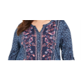 thumbnail image 2 of Style & Co Women's Printed Roll Tab Sleeve Top Blue Size Petite XL, 2 of 3