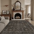 thumbnail image 5 of Floral 8x10 Area Rug, Machine Washable, Soft Vintage Floral Rug Non Slip Stain Resistant for Living Room, Bedroom, Dining Room -black, 5 of 9