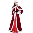 thumbnail image 1 of Disfraz de Señora Santa Claus Conjunto de Ropa navideña para Mujer Capa con Capucha Vestido Rojo de Manga Larga con cinturón Sombrero y Guantes (XL/X-Large), 1 of 5