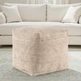 thumbnail image 2 of Harlow Hill Natali 18" x 18" Natural Bleached Striped Abstract Indoor Pouf, 2 of 6