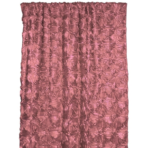 Satin Rosette 3D Pop up Flower Single Curtain Panel 54 Inch Wide Dusty Rose