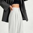 thumbnail image 6 of Business Office Slacks Dress Pants For Women Elegant High Rise Pleated Wide Leg Pant Ladies Button Closure Flowy Suit Pant Lightweight Straight Trousers, 6 of 6