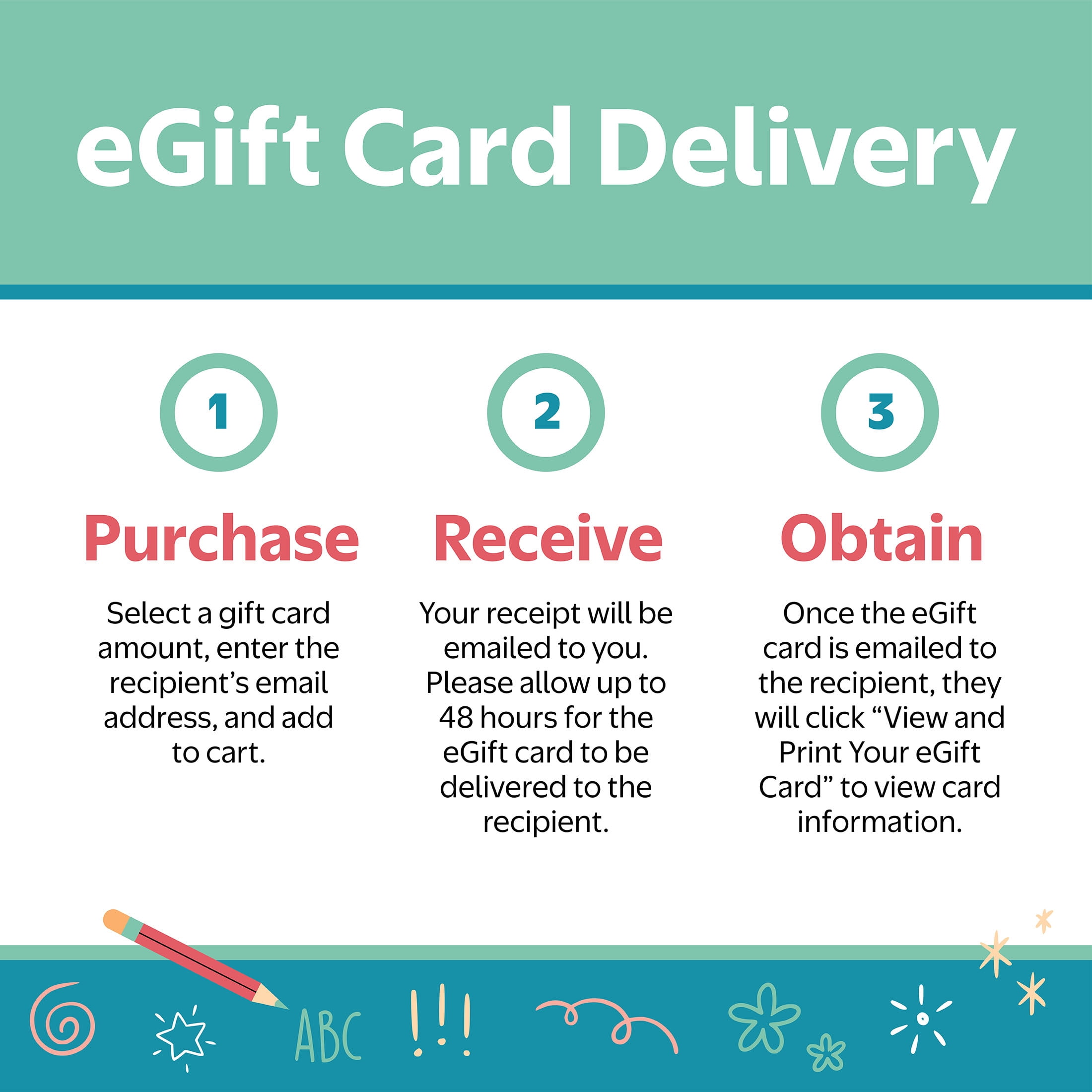 Vanilla® Visa® $20-$500 Pencil Everyday eGift Card (Plus $6.84 Purchase Fee) [Email Delivery]