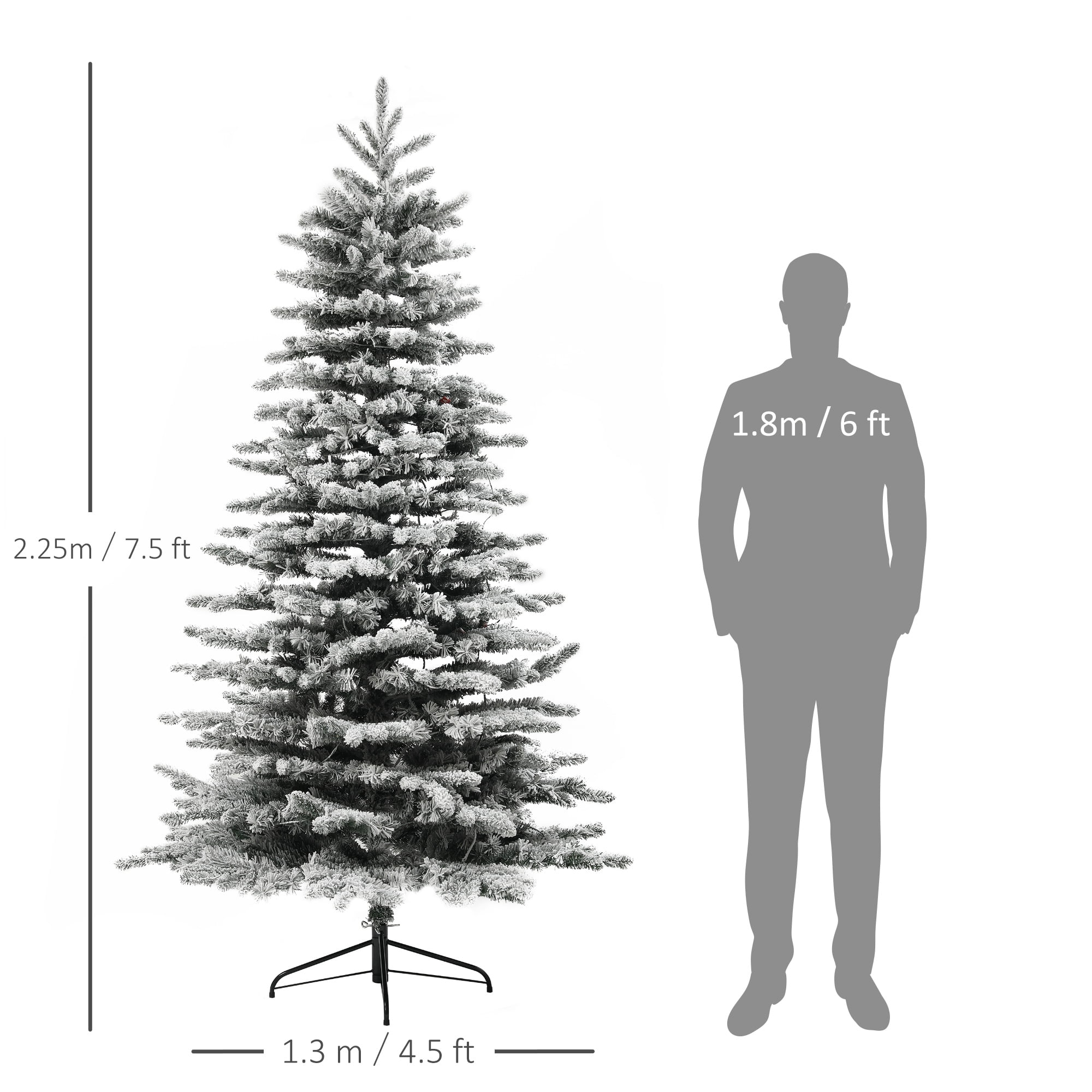 7.5ft Prelit Flocked Christmas Tree with 500 LED Lights 1264 Tips Remote Timer Indoor Decor
