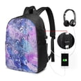 thumbnail image 3 of YFYANG 17" Laptop Backpack, Purple Watercolor Art Fashion Travel Work Backpack with USB and Headphone Cable Interface for Men and Women, 3 of 8