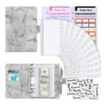 thumbnail image 1 of Graflsoa A6 PU Leather Budget Planner with 12 Colorful Sheets, Zipper Pockets, and Stickers - Grey Marble Design, 1 of 6