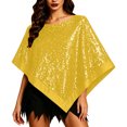 thumbnail image 3 of Fewfanhot Sequin Satin Trim Triangle Poncho Shawl, Sparkly Loose Cape Wrap for Women Evening Themed Party Wedding, 3 of 7