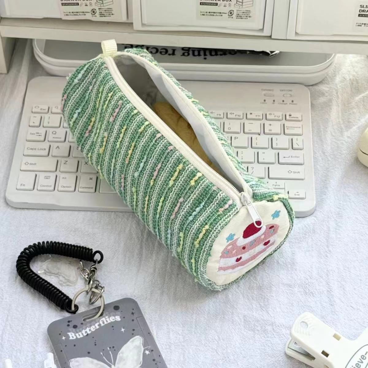 2 pack Cute Pencil Case for Pencil Pouch Pen Pencil Box Bag Holder for Students(green and blue)