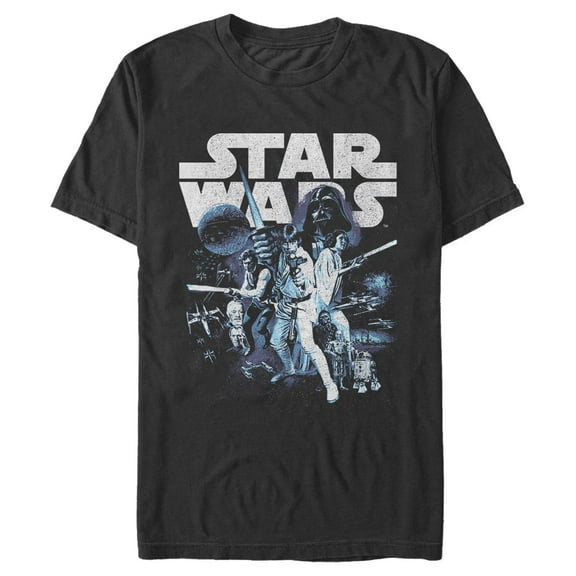 Men's Star Wars: A New Hope Distressed Episode 4 Retro Poster  Graphic T-Shirt
