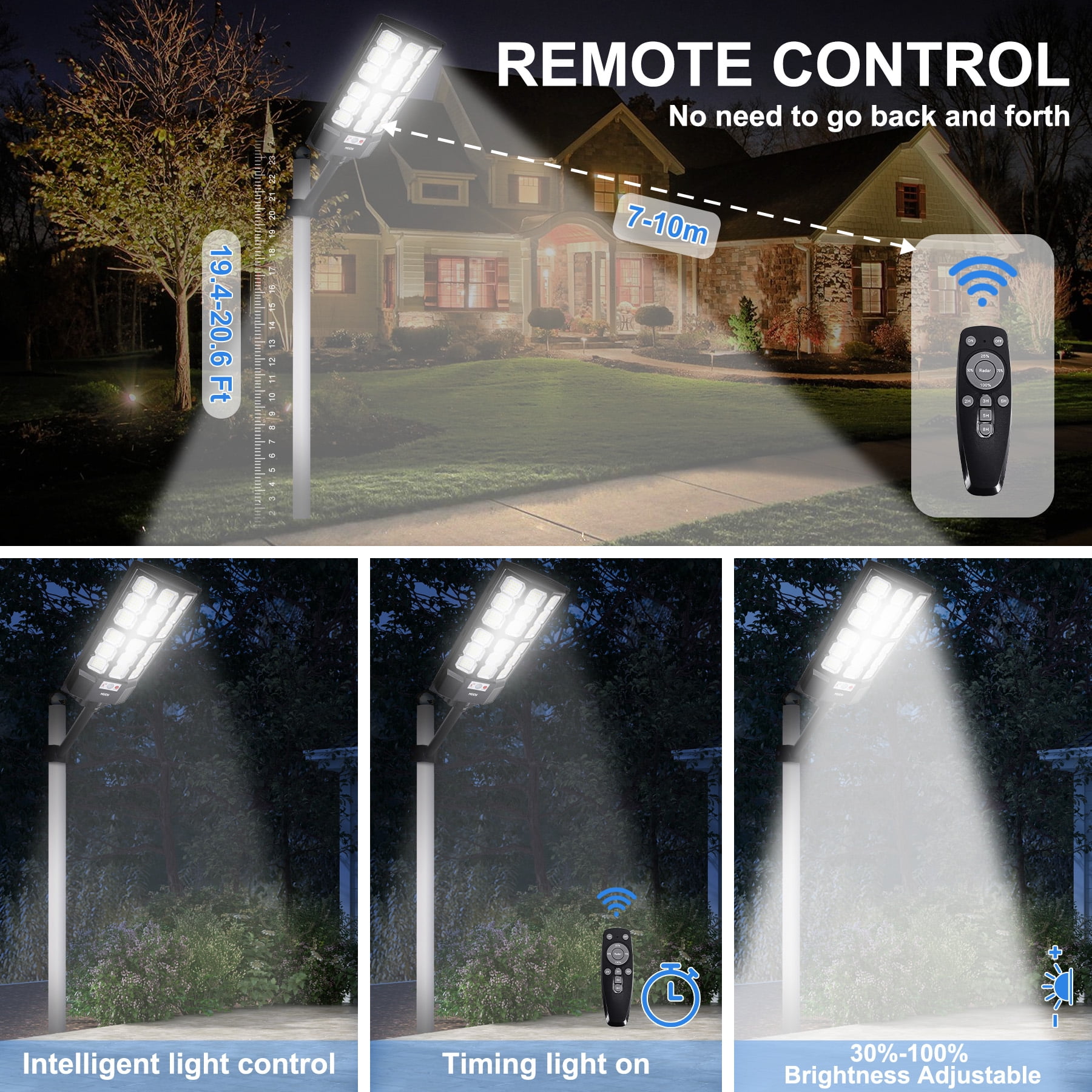 1200W Solar Street Lights Outdoor, IP66 Waterproof Solar Lights Outdoor 900,000 Lumens, 9000K Dusk to Dawn Security Flood Lights Motion Sensor with Remote Control for Yard, 2 Pack