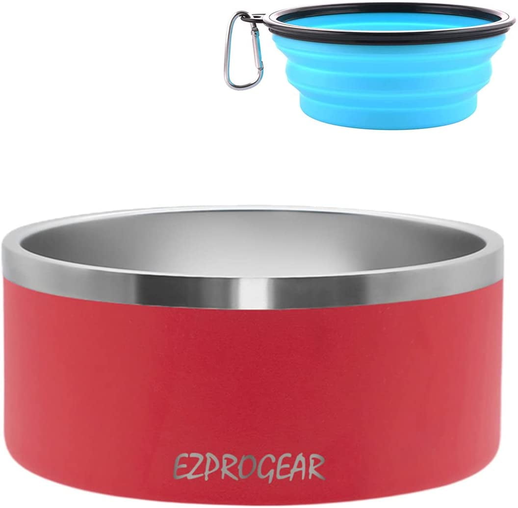 Ezprogear 64 oz Stainless Steel Double Wall Food Bowl NonSlip for Dog