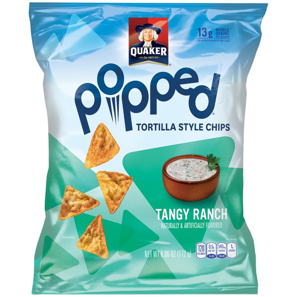 Quaker Popped Tangy Ranch Tortilla Style Chips, 6.06 Oz. - Walmart.com