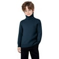 thumbnail image 4 of Turtleneck Sweaters for Boys Girls 2-15 Years Kids Winter Knitwear Clothes Long Sleeve High Neck Knit Pullover Top (14 Years, Navy), 4 of 7