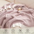 thumbnail image 6 of Chenille Waffle Knit Throw Blanket Reversible Bedding Blanket, 50"x60", Pink, 6 of 7