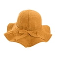 thumbnail image 5 of TIEVOSA Womens Hat Summer Sun Hat Beach Tourism Hat Ruffle Edge Bow Sun Hat（Yellow）, 5 of 5