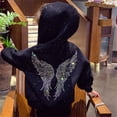 thumbnail image 5 of ZXLBBD Girls Fashion Hooded Sweatshirt with Rhinestone Print Zip Up Jacket Comfort Loose Casual Dailywear, 5 of 6
