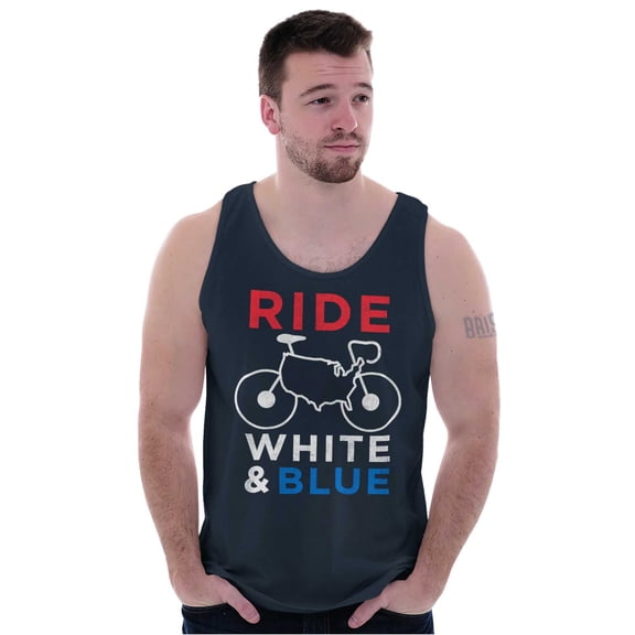 American Biker Ride White And Blue Tank Top T Shirts Men Women Brisco Brands M
