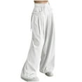 thumbnail image 4 of CheerKidz Womens Solid Color Casual Baggy Sweatpants High Waisted Cute Loose Oversized Sweatpants Wide Leg Straight Sweat Pants with Pockets(White,M), 4 of 5