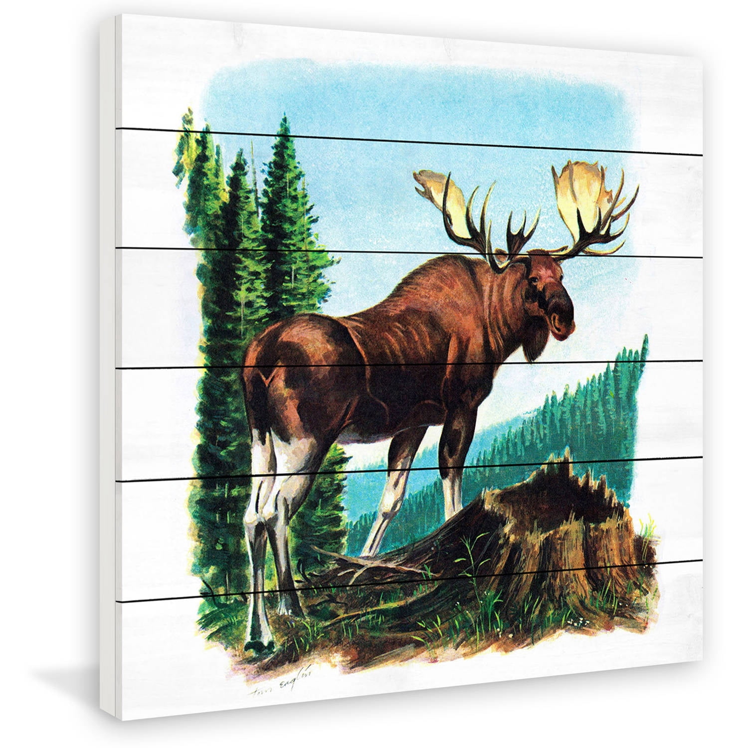 Marmont Hill "Twig Eater" Painting Print on White Wood