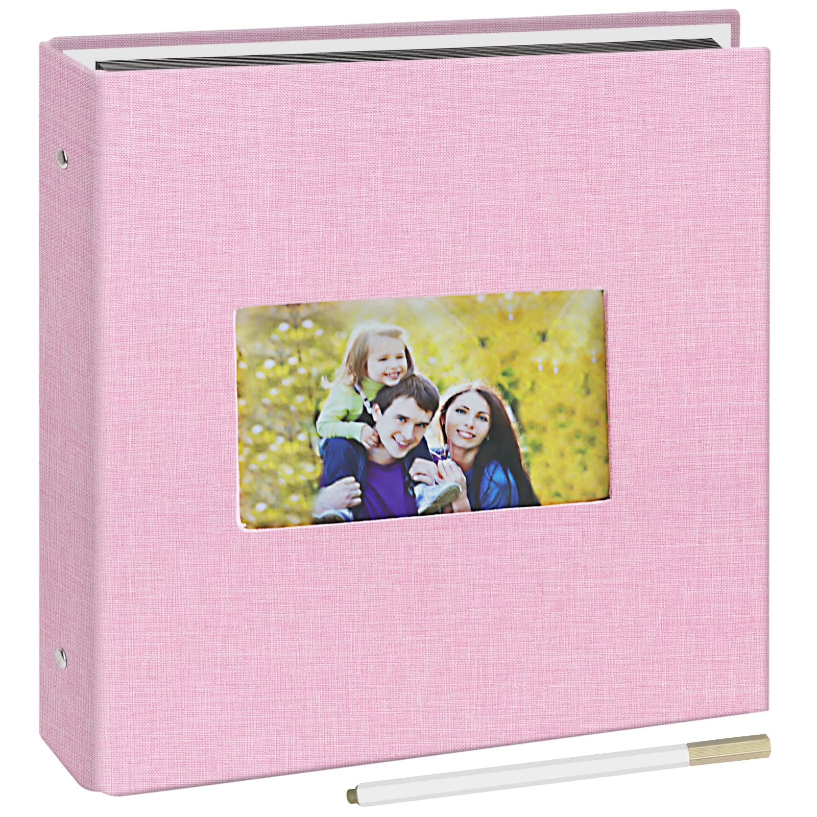 Pssoss Large DIY Scrapbook Photo Album 100 Pages with Writing Space for 3x5 4x6 5x7 6x8 8x10 Picture, Size: 13 x 12 Inches 100 Pages, Black