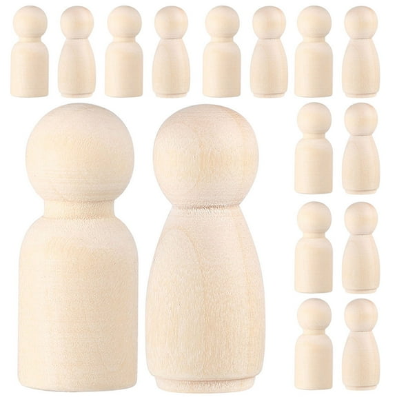 ULTNICE 50pcs Wooden Peg Dolls Paintable Wood Toys for Hand Brain Coordination Exercise for Hobbyists
